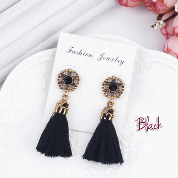 SALE !! NWT Tassel Crystal Earrings 4 Colors NEW - Picture 4 of 8